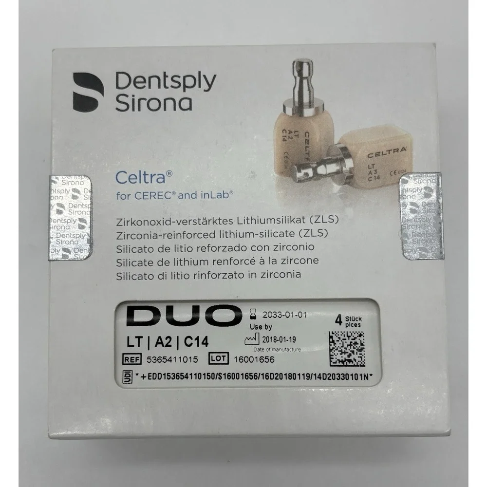 Dentsply Sirona Celtra Duo LT A2 C14 CAD CAM Blocks 4pc CEREC inLab Sealed